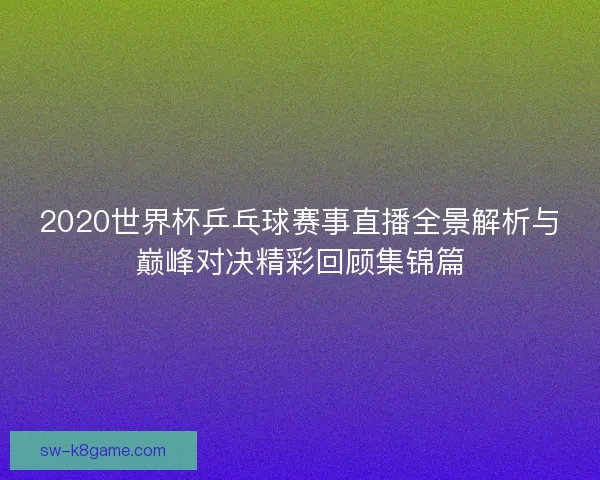 2020世界杯乒乓球赛事直播全景解析与巅峰对决精彩回顾集锦篇